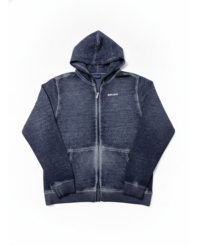 Bauer Navy Burnout Zip-Up Hoodie