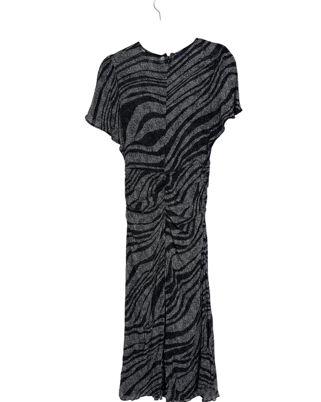 Reiss Grey Zebra Print Ruched Midi Dress