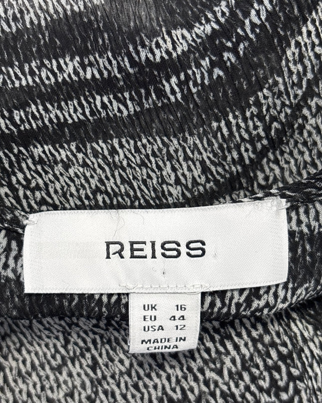 Reiss Grey Zebra Print Ruched Midi Dress