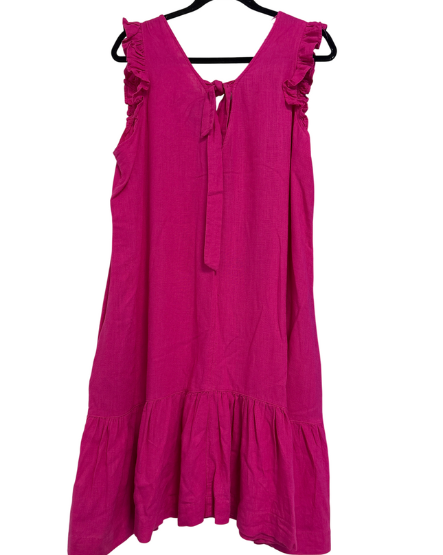 Next Fuchsia Ruffled Sleeveless V-Neck Dress