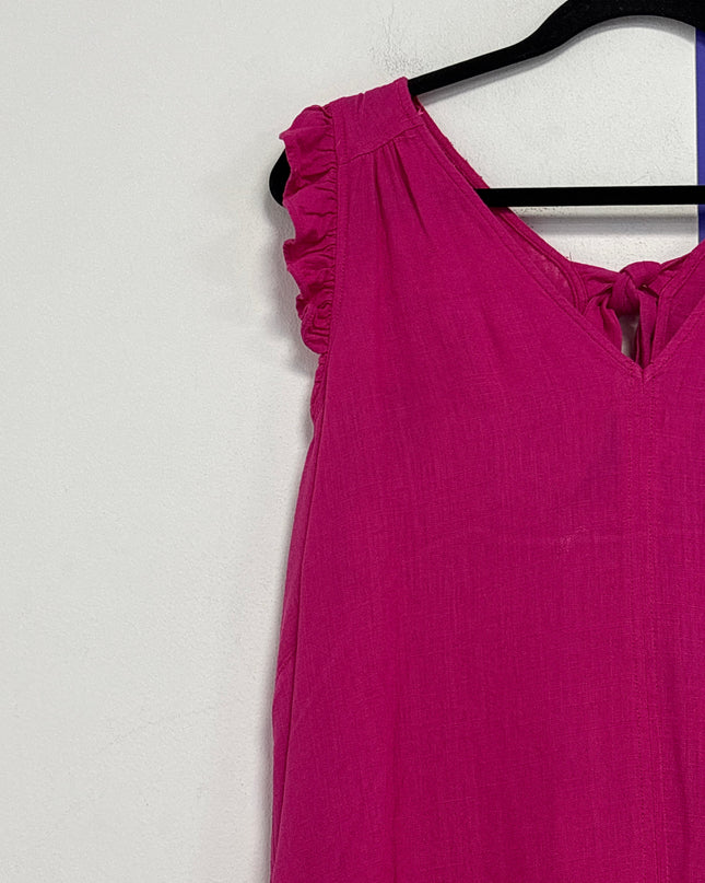 Next Fuchsia Ruffled Sleeveless V-Neck Dress