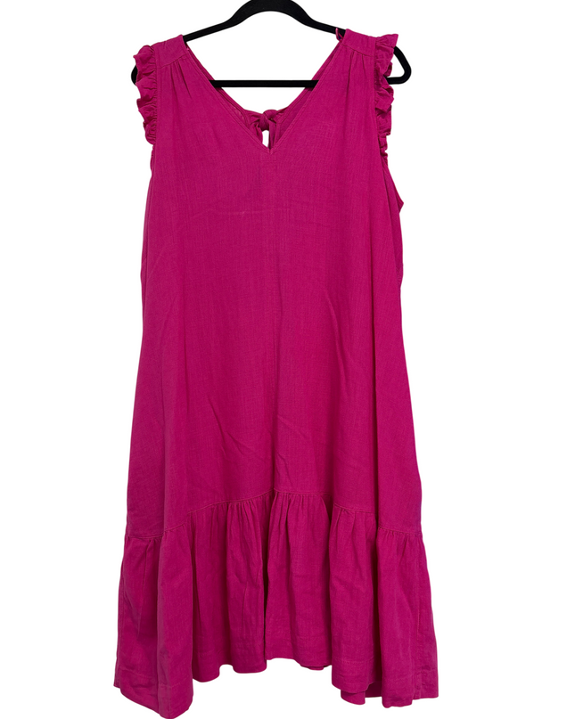Next Fuchsia Ruffled Sleeveless V-Neck Dress