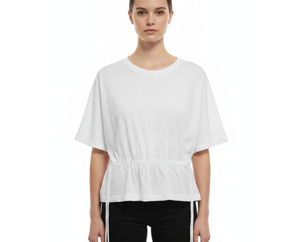 H&M White Drawstring Hem Boxy Top