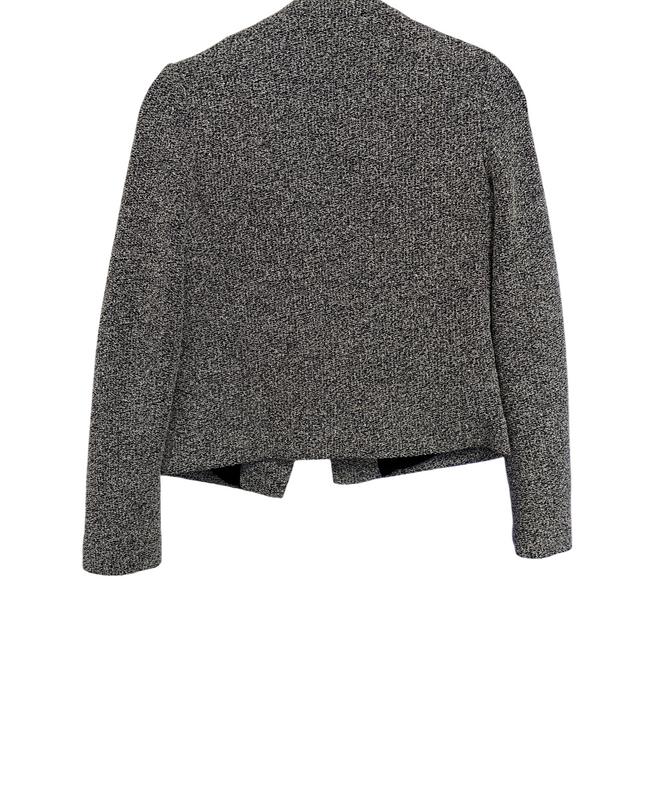 Mango Suit Grey Bouclé Cropped Open Front Blazer