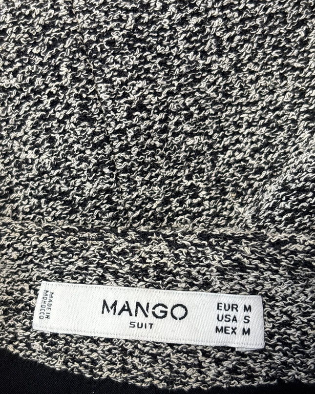 Mango Suit Grey Bouclé Cropped Open Front Blazer