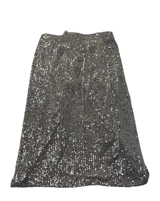 Stradivarius Silver Sequin Knot Detail Midi Skirt