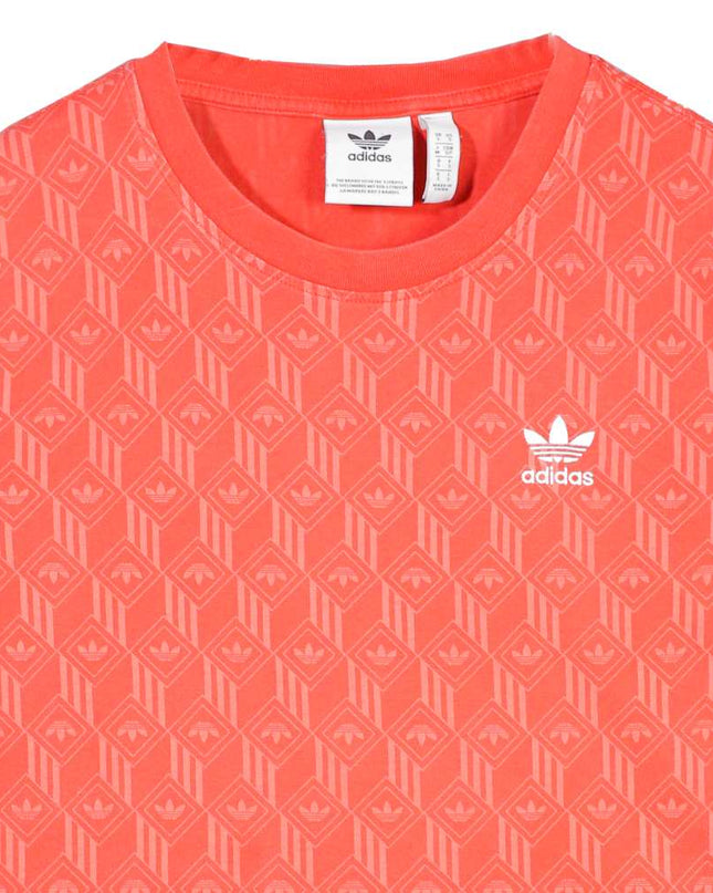 Adidas Originals Trefoil Monogram Short Sleeve Athletic Red T Shirt