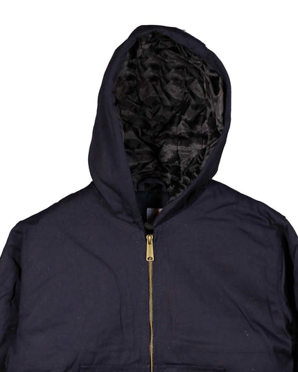 Reworked Carhartt Hooded Full Zip Workwear Blue Jacket
