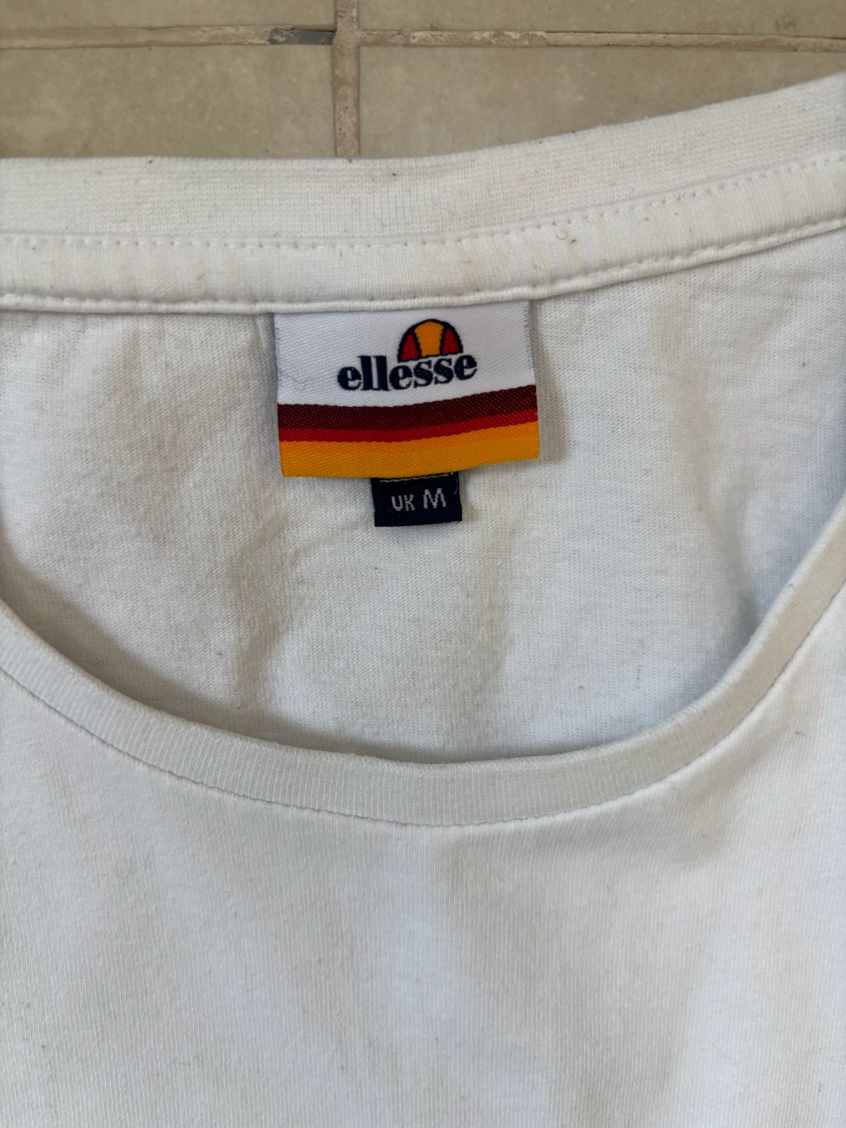 Ellesse Classic White Bold Logo Graphic T-Shirt - S