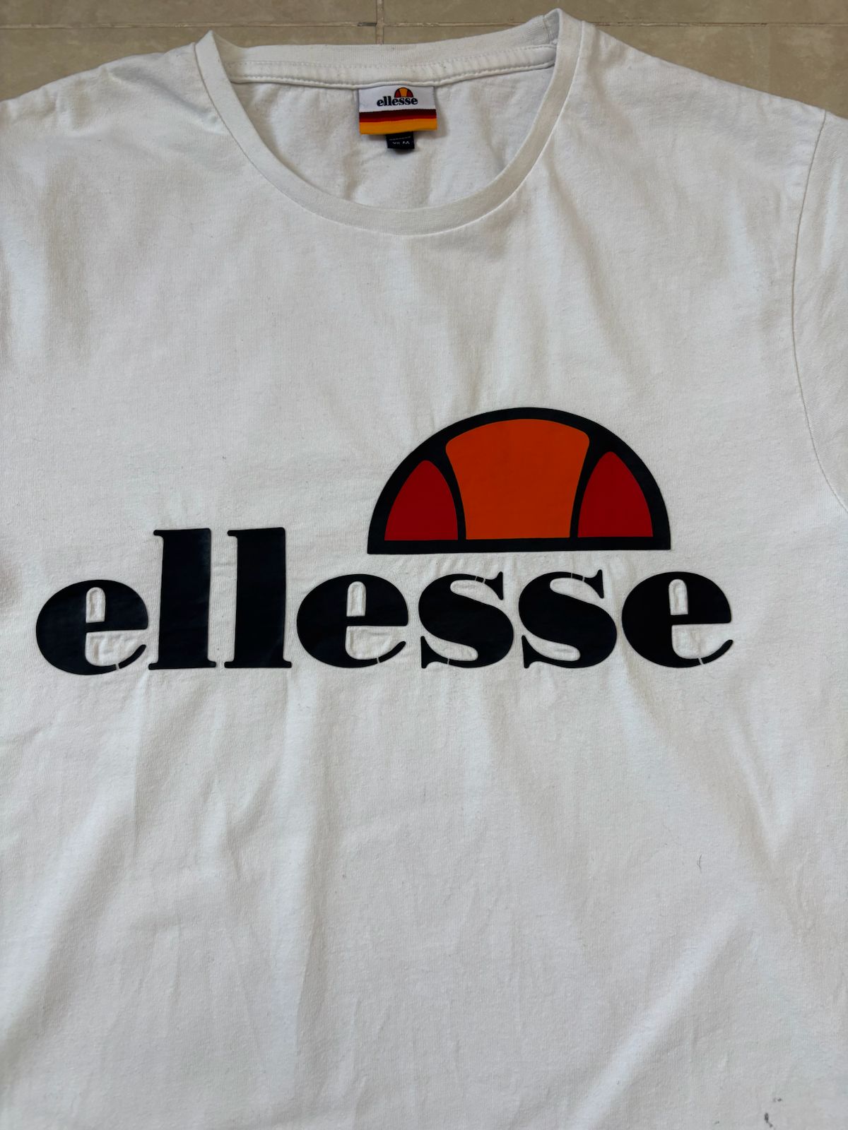 Ellesse Classic White Bold Logo Graphic T-Shirt - S