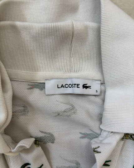 Lacoste Rare All-Over Croc Embroidered White Polo Shirt - L