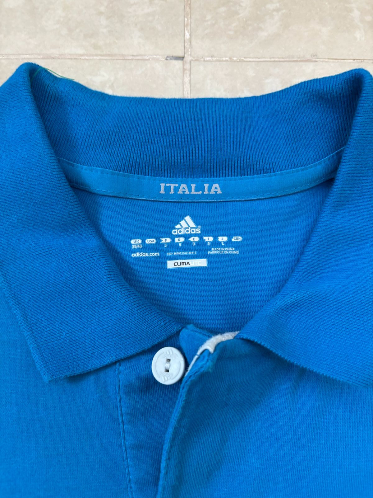 Adidas Italy Rugby Team with FIR & Cariparma Blue Polo Shirt - S