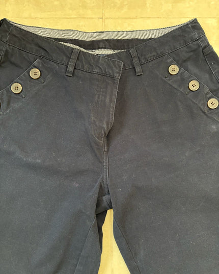 Maine New England Button-Detail Navy Blue Chino Shorts - S | Waist: 30"