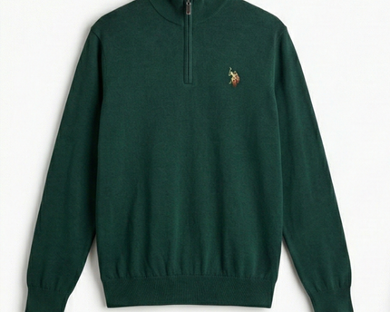 U.S. Polo Assn. Green Quarter-Zip Knit Sweater