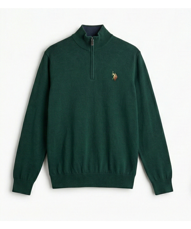 U.S. Polo Assn. Green Quarter-Zip Knit Sweater