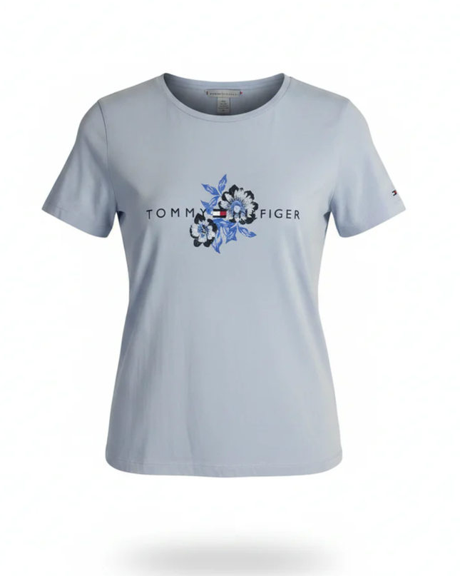 Tommy Hilfiger Light Blue Floral Logo T-Shirt