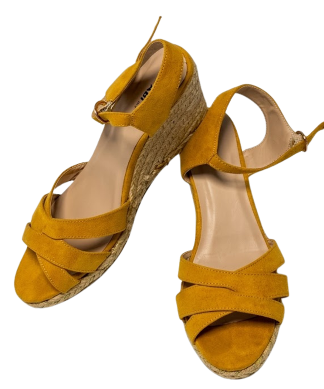 ABI Yellow Suede Espadrille Wedge Sandals
