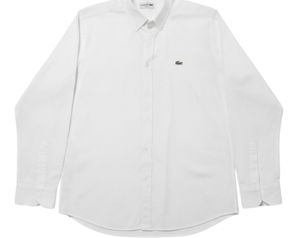 Lacoste White Crocodile Slim Button-Down Shirt