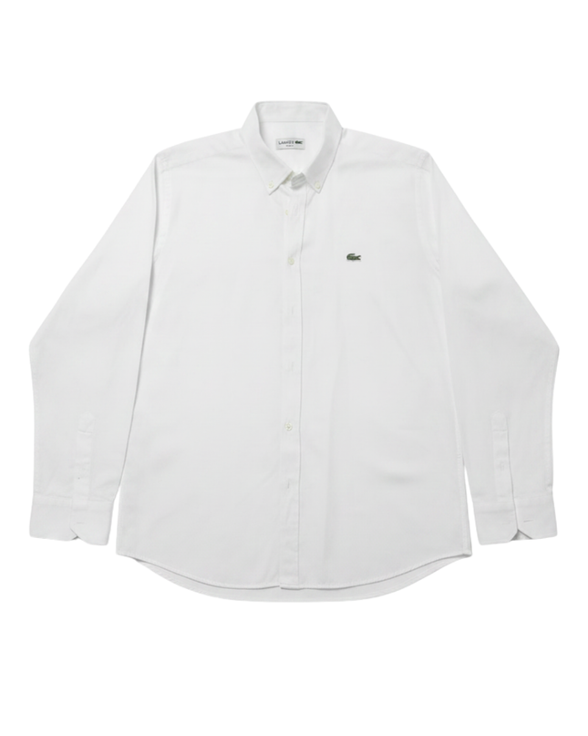 Lacoste White Crocodile Slim Button-Down Shirt