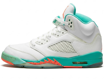 Jordan White/Teal/Orange Air Jordan 5 Retro GS Sneakers