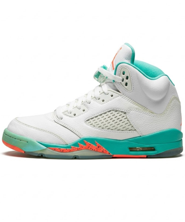 Jordan White/Teal/Orange Air Jordan 5 Retro GS Sneakers