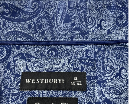 Westbury Blue Paisley Pattern Regular Fit Long Sleeve Shirt