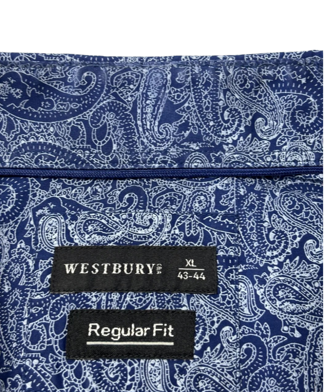 Westbury Blue Paisley Pattern Regular Fit Long Sleeve Shirt