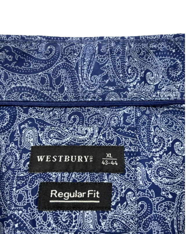 Westbury Blue Paisley Pattern Regular Fit Long Sleeve Shirt