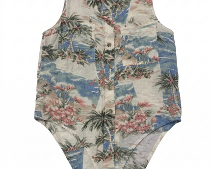 American Eagle Multicolor Tropical Print Button-Front Bodysuit