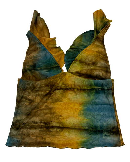 Lucky Brand Swim Tie-Dye Ruffle Strap Cami Top - XXS