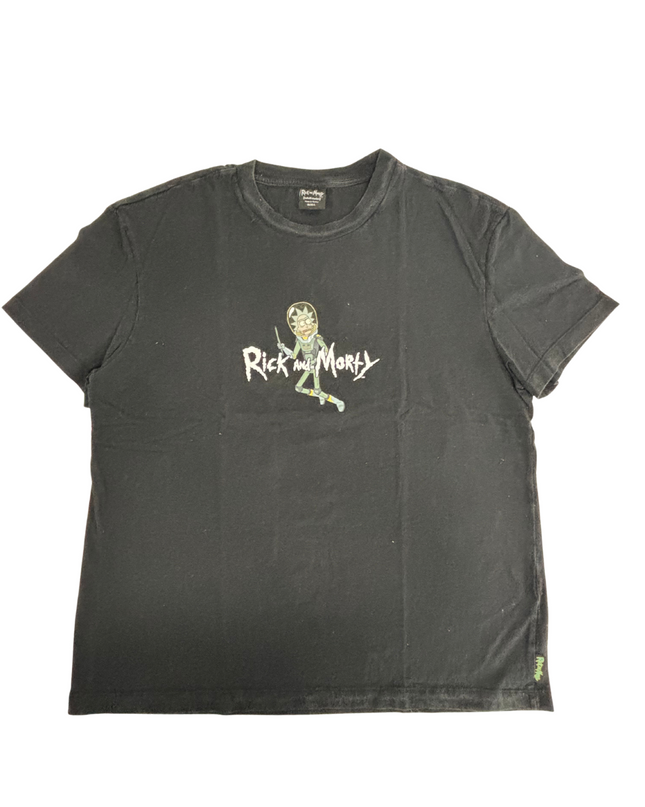 Rick and Morty Adult Swim Space Suit Black Graphic T-Shirt - L