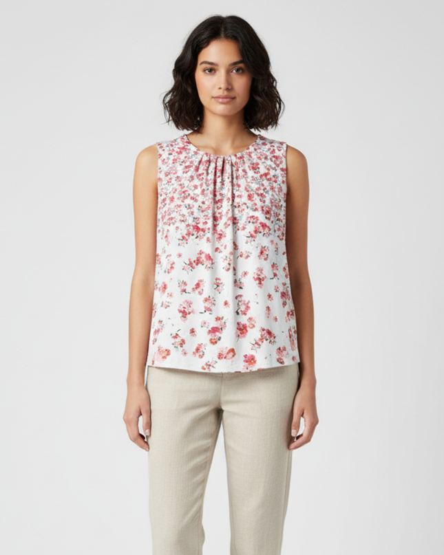 Calvin Klein Pink Floral Print Sleeveless Blouse Top