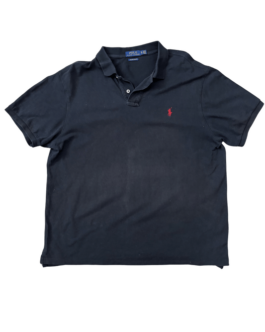 Ralph Lauren Polo Custom Slim Fit Black Heritage Pique Shirt - L