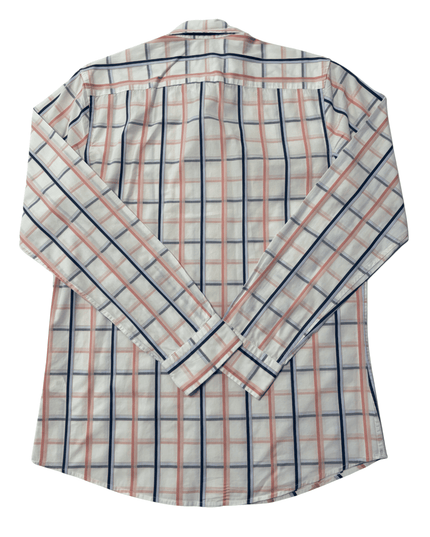 Lacoste Pink & Navy Windowpane Check Slim Fit Shirt