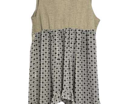 Fracomina Sleeveless Metallic Knit and Sequin Chiffon Mini Dress