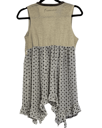 Fracomina Sleeveless Metallic Knit and Sequin Chiffon Mini Dress