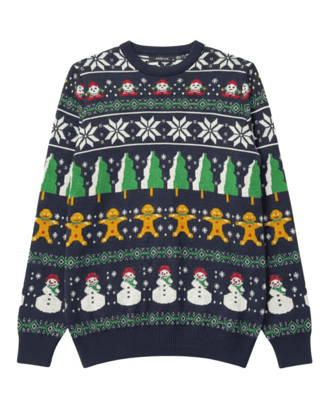 Tarz Cool Navy Blue Ugly Christmas Sweater