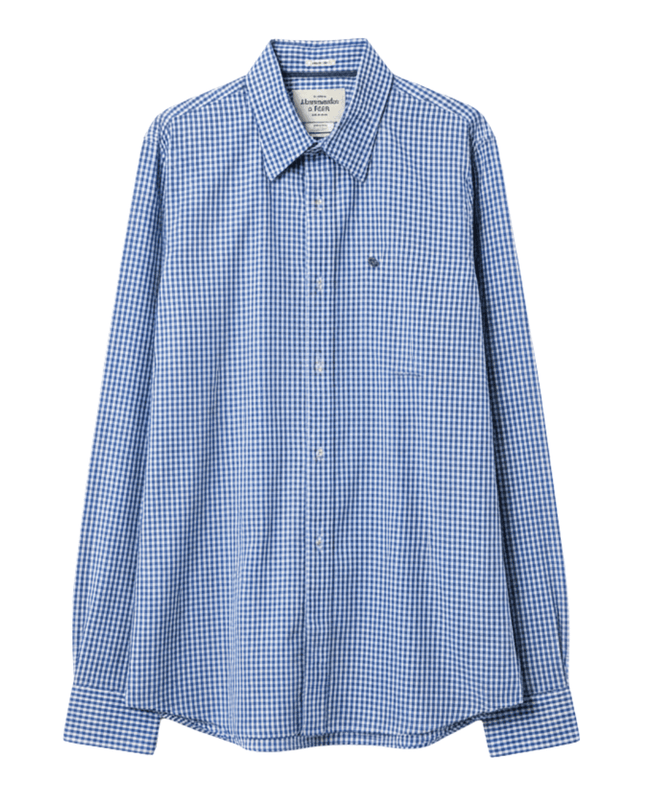 Abercrombie & Fitch Blue Gingham Muscle Fit Shirt