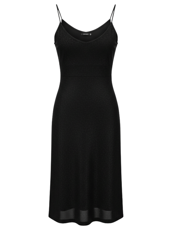 Pimkie Shimmering Spaghetti Strap with Lettuce Hem Mini Dress