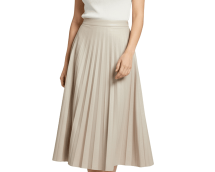 Primark Beige Faux Leather Pleated Midi Skirt