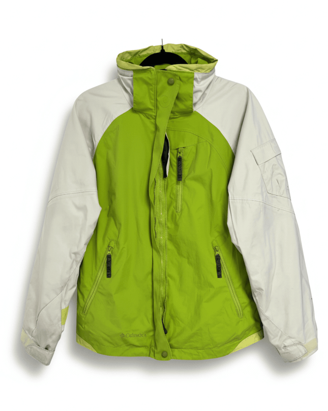 Columbia Lime Green & White Omni-Tech Waterproof Outdoor Jacket