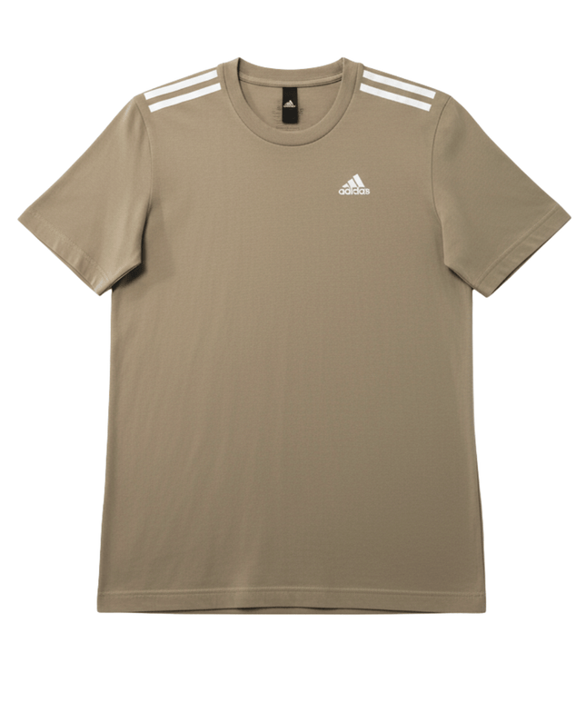 Adidas Olive Green Essentials 3-Stripes Shoulder T-Shirt