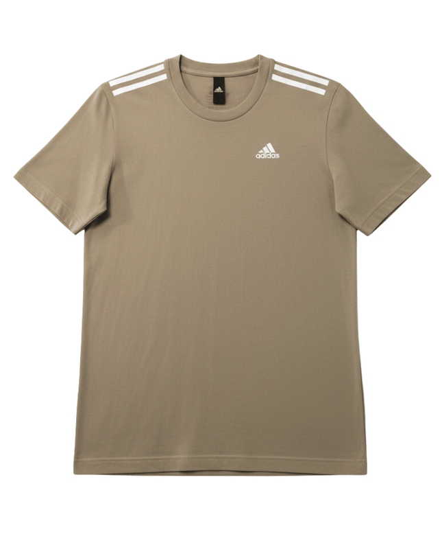Adidas Olive Green Essentials 3-Stripes Shoulder T-Shirt