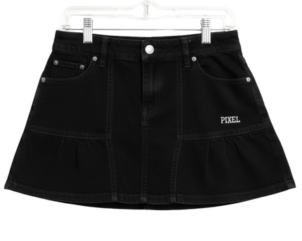 Pixel Dark Brown Corduroy Ruffle Hem Skirt