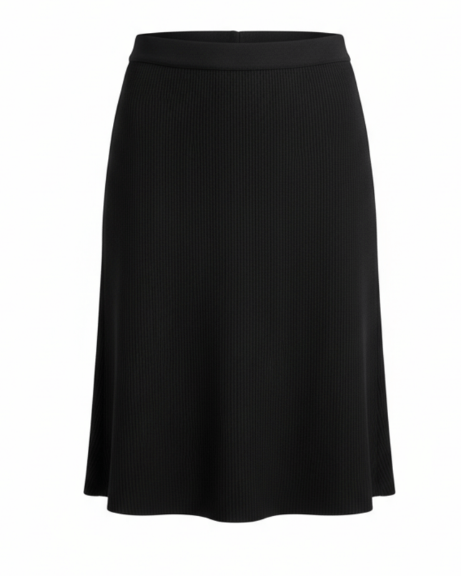 GUESS Black Ribbed Bodycon with Logo Waistband Midi Skirt