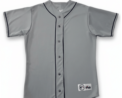 Majestic MLB Grey Button-Up Baseball Jersey