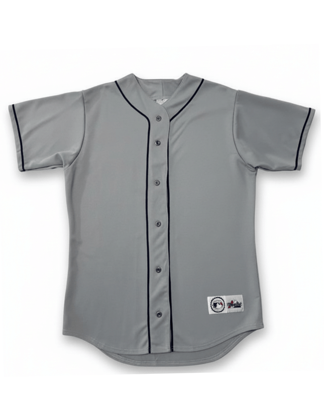 Majestic MLB Grey Button-Up Baseball Jersey