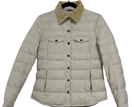 Massimo Dutti Beige Quilted Corduroy Collar Shirt Jacket
