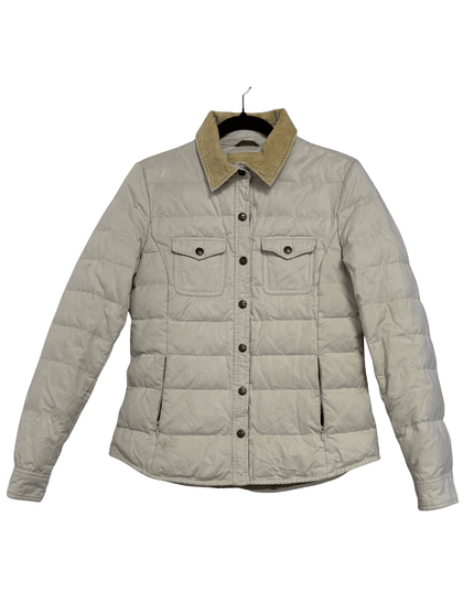 Massimo Dutti Beige Quilted Corduroy Collar Shirt Jacket