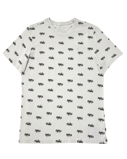 Nike Allover Script Logo Cream White Cotton T-Shirt